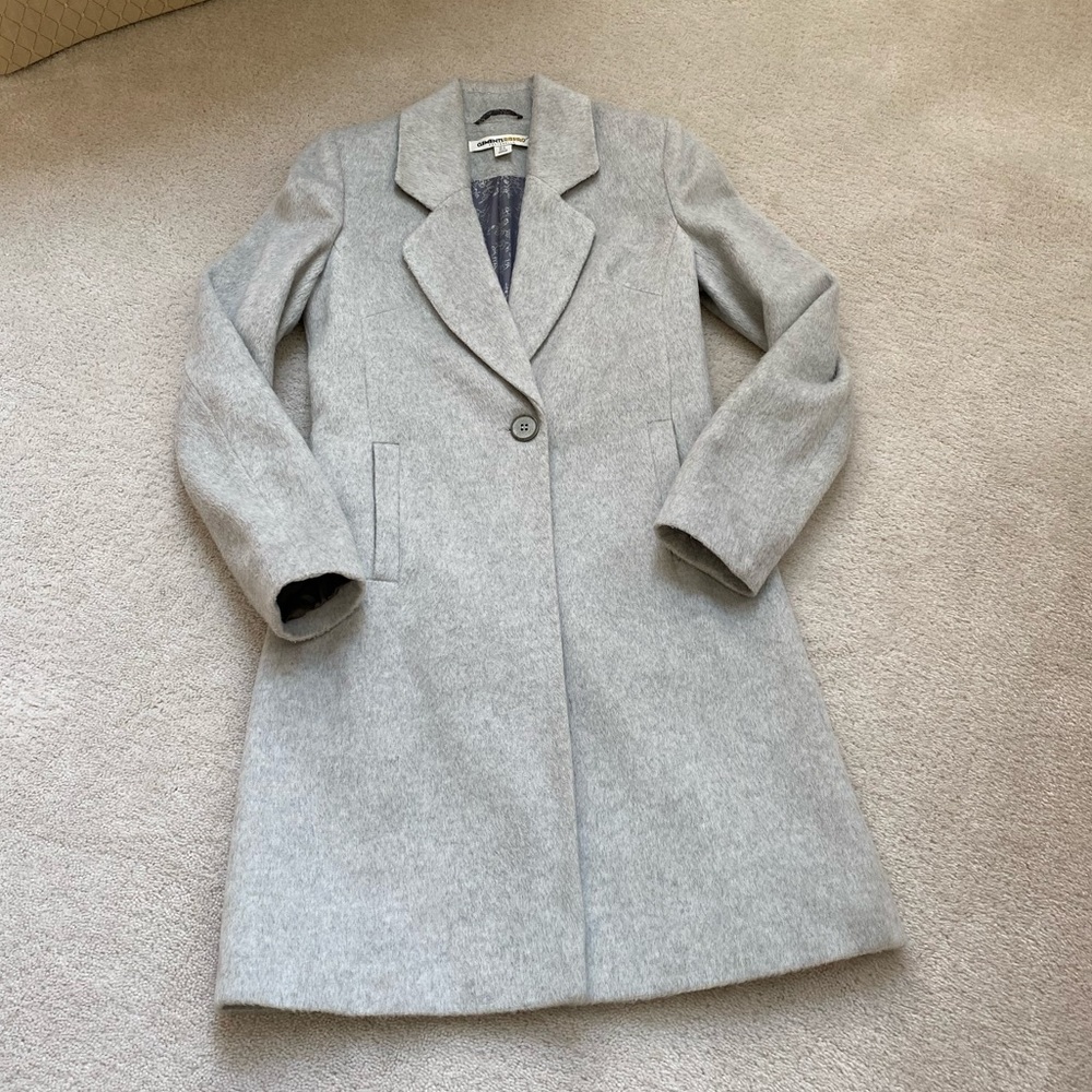 Grey wool one button coat